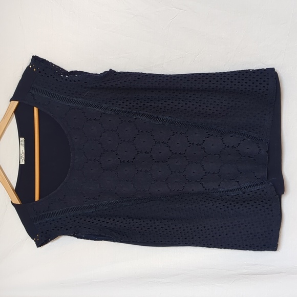 Dex Tops - Dex top sleeveless Navy Blue Eyelet XL